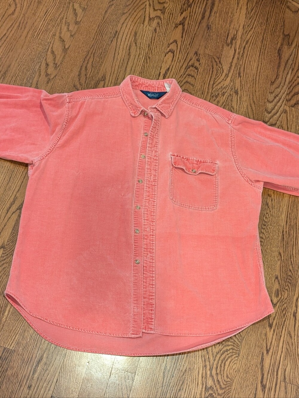 Vintage Woolrich Coral Salmon Pink Button-Up Corduroy Shirt